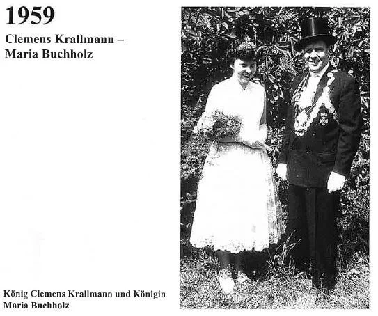  1959: König Clemens Krallmann und Königin M. Buchholz