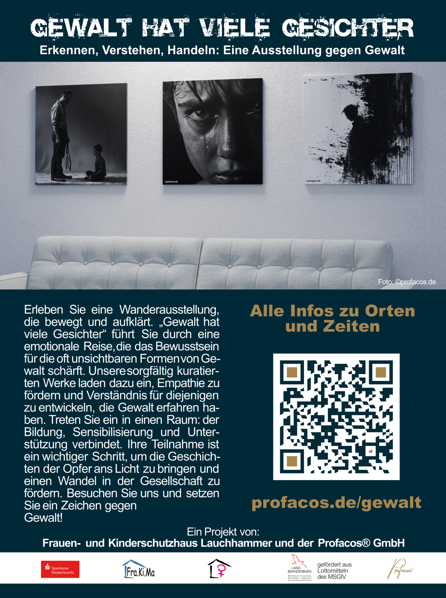 Plakat zur Wanderausstellung „Gewalt hat viele Gesichter“