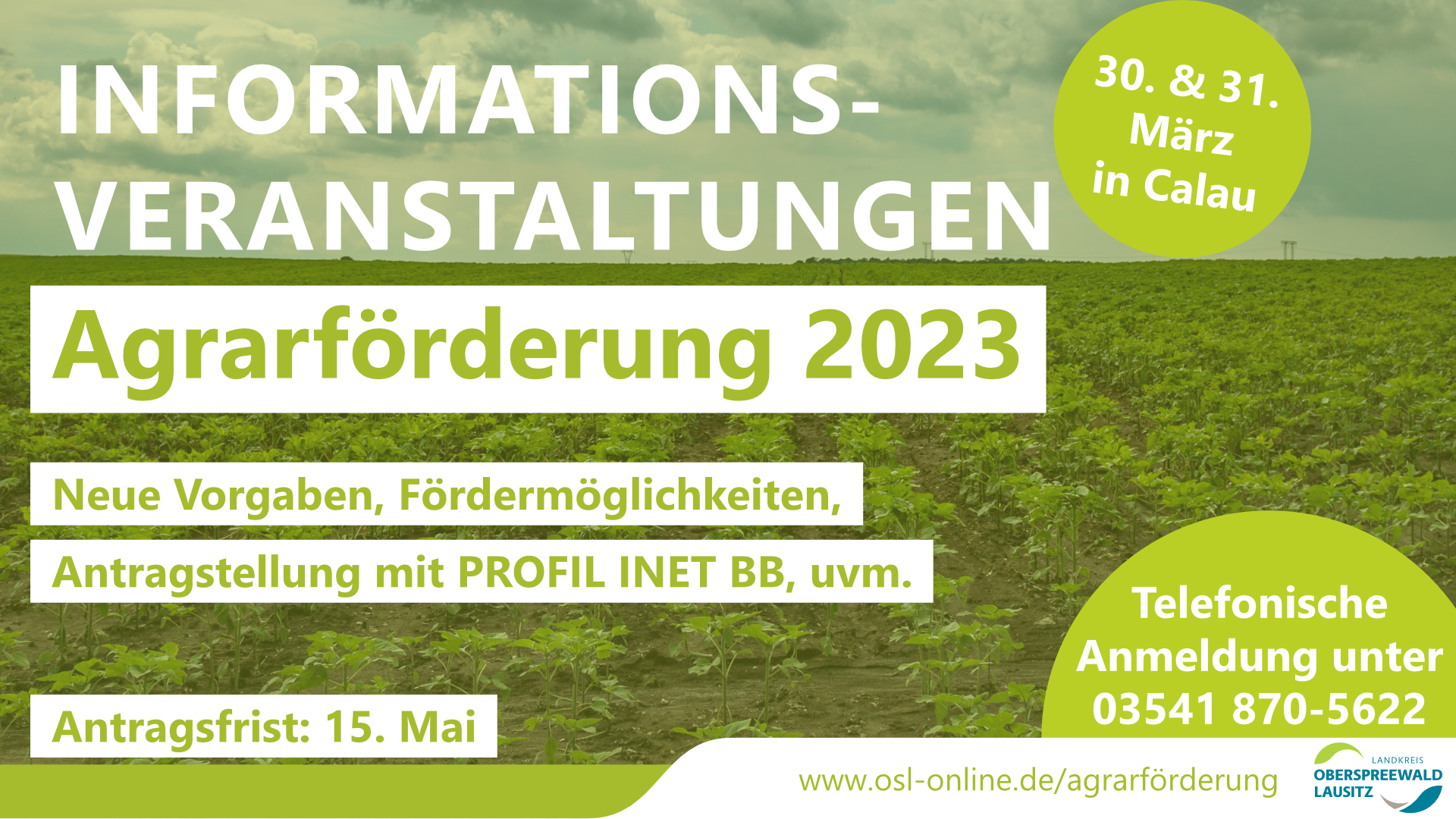Informationsveranstaltungen zur Agrarförderung 2023 am 30. und 31. März 2023