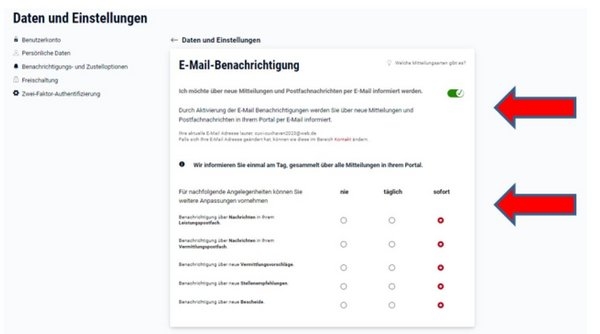 Änderungen Einstellungen