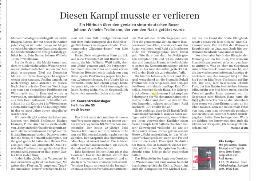 Mit gefesselten Fäusten Süddeutsche 12.10.24