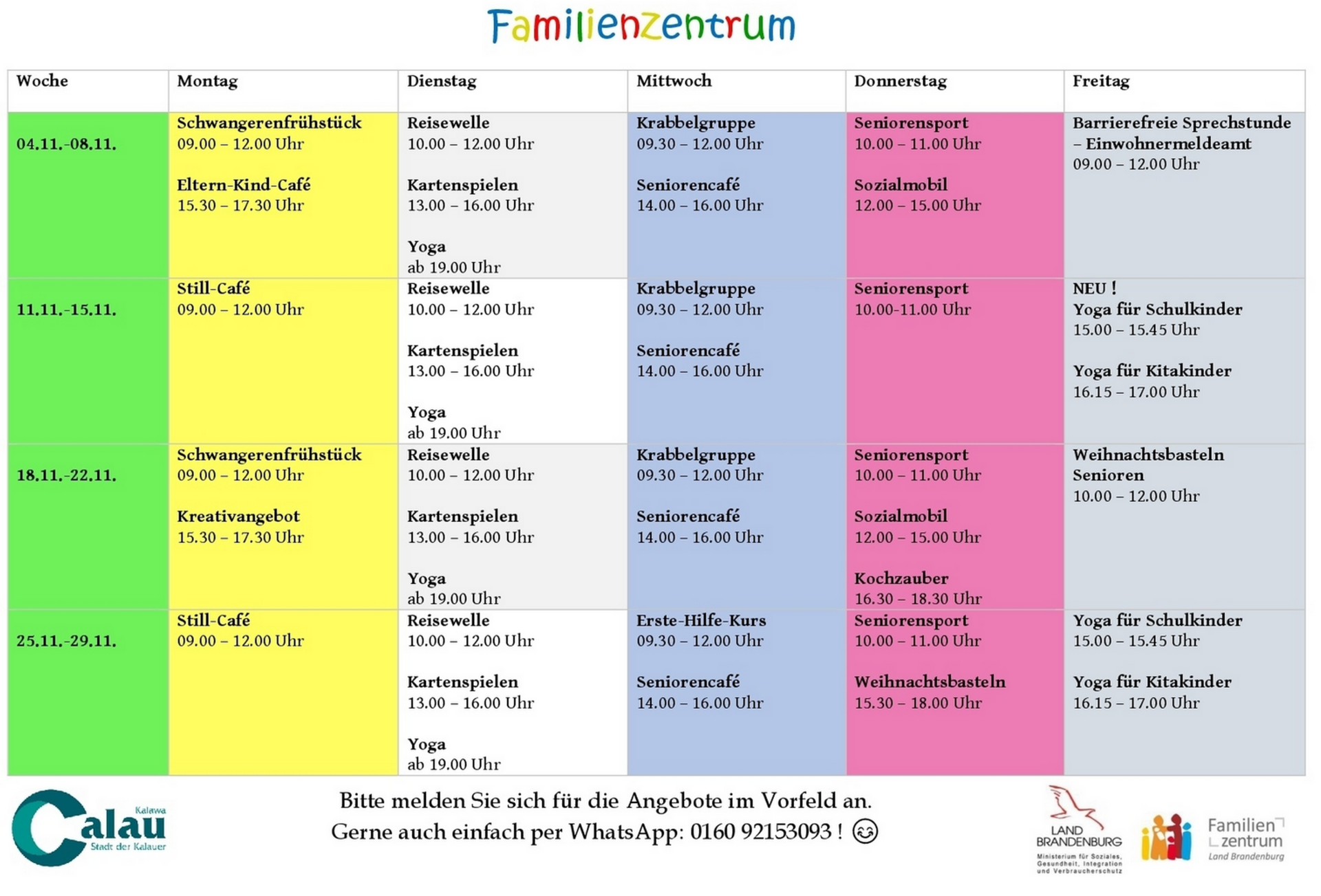 Veranstaltungsplan November 2024