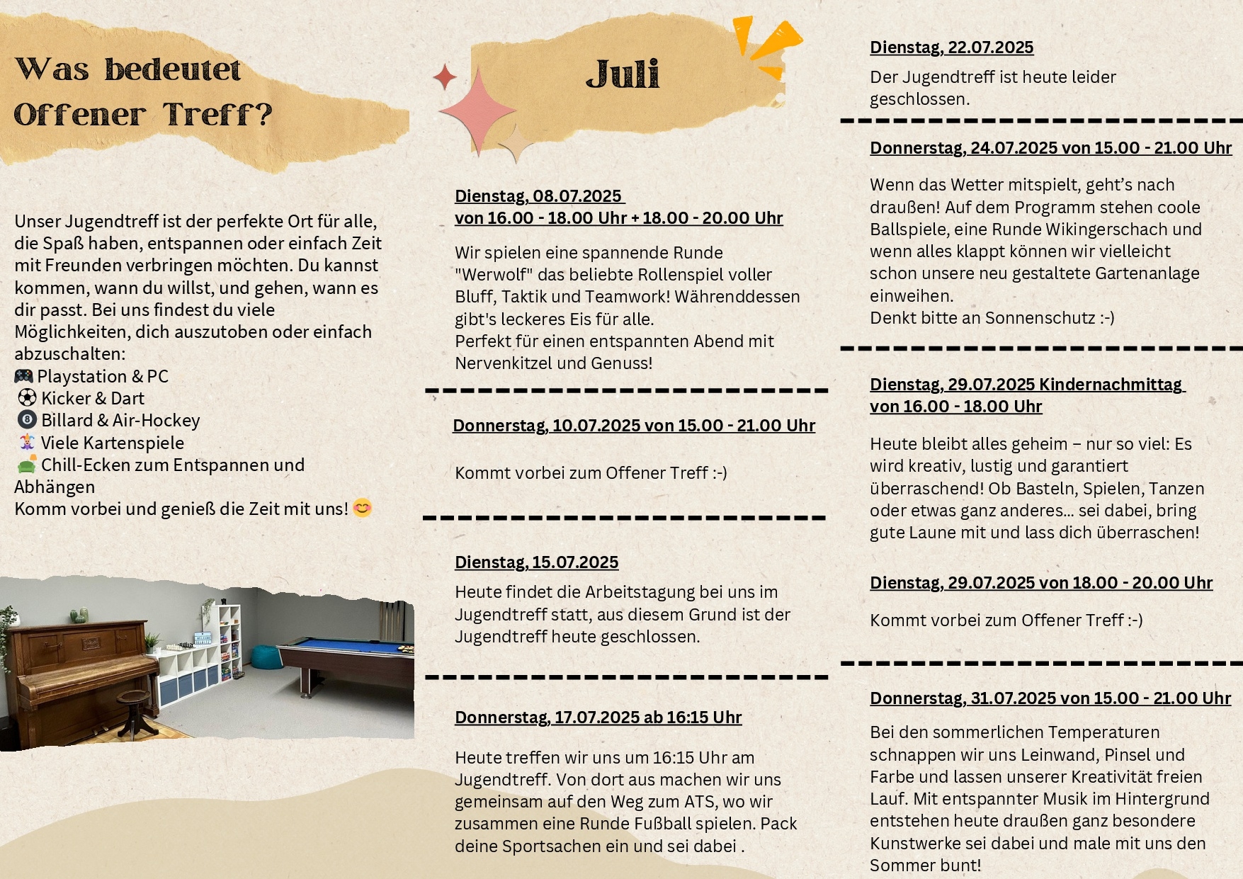 Programm Jugendtreff