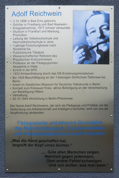 Schild zu Adolf Reichwein