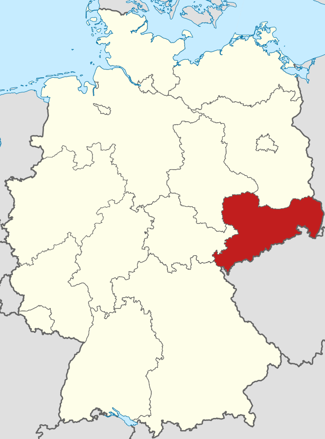 Map of Germany with Saxony