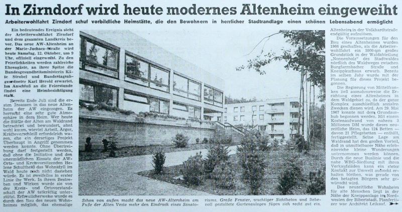 Zirndorf wird heute moderenes Altenheim eingeweiht