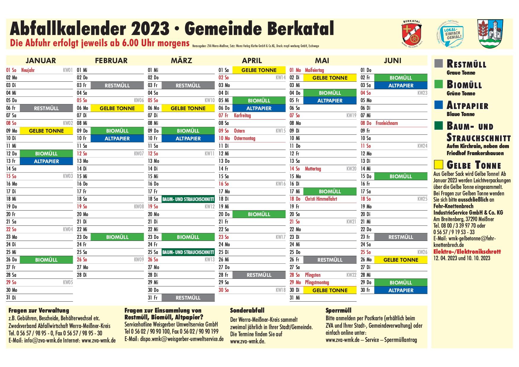 Abfallkalender 1. HJ 2023