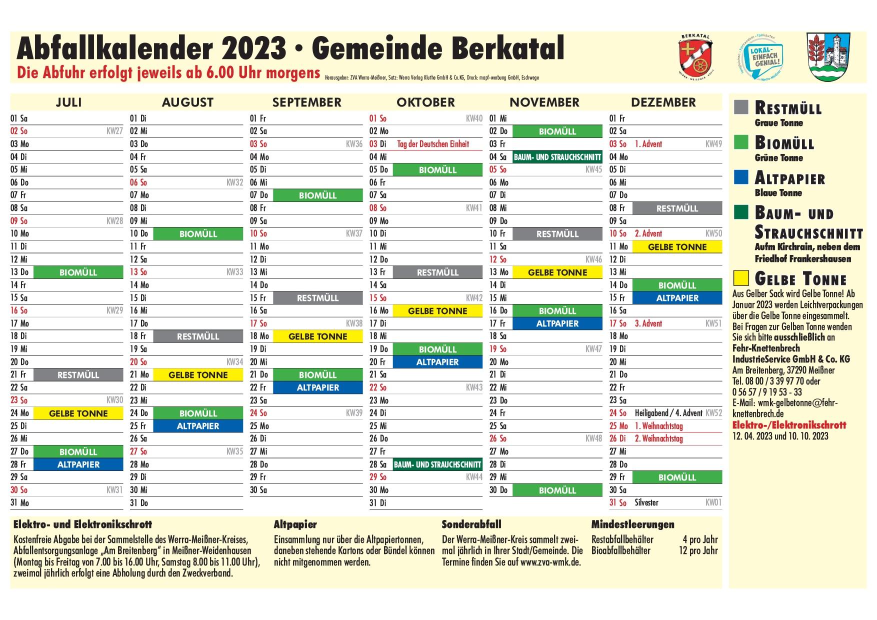 Abfallkalender 2023 2. HJ
