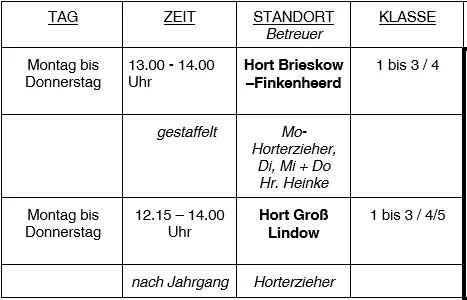HA-Zeiten Horte