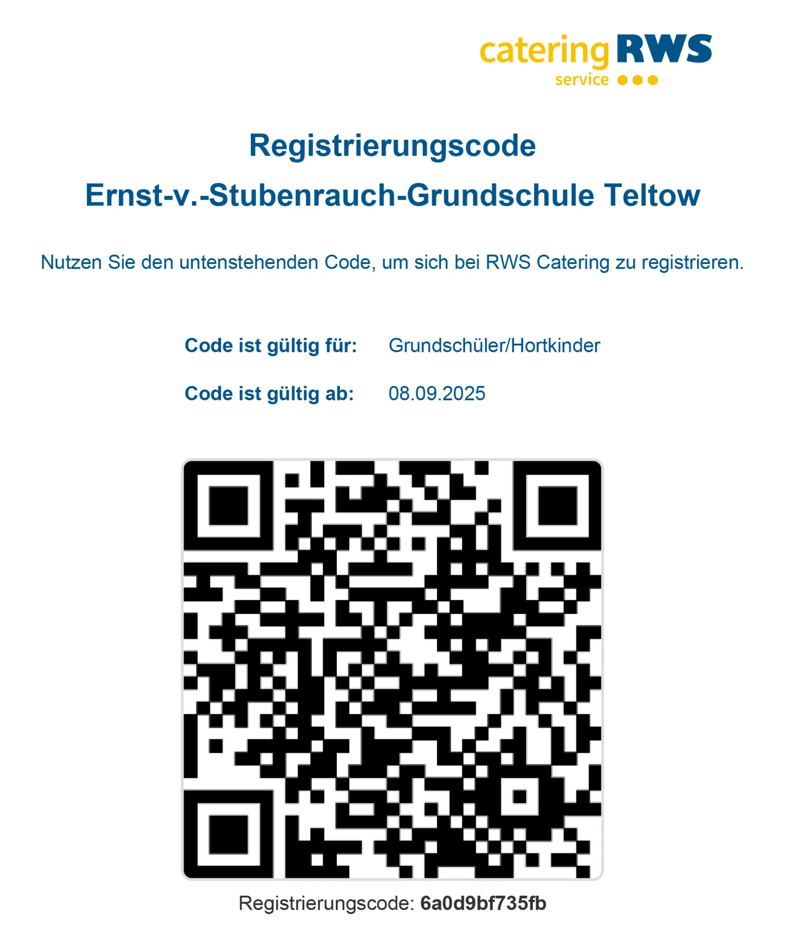 Registrierungscode Stubenrauch Potsdamer Straße