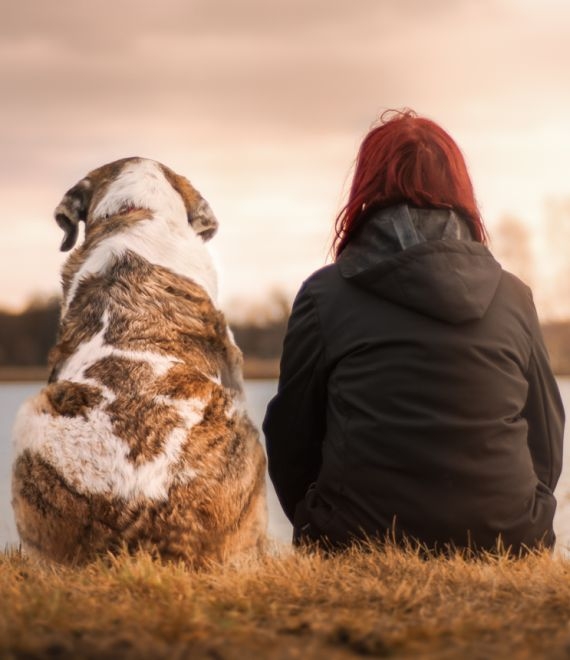 frau mit hund