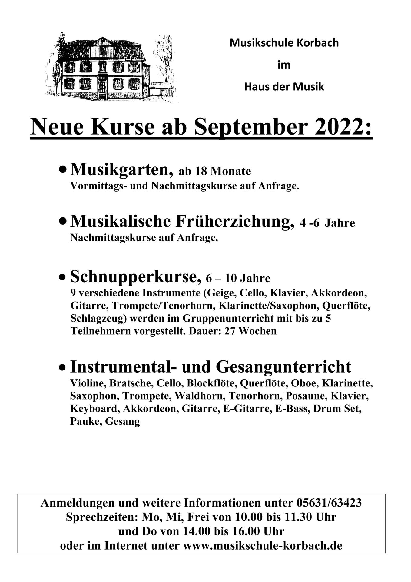 Neue Kurse