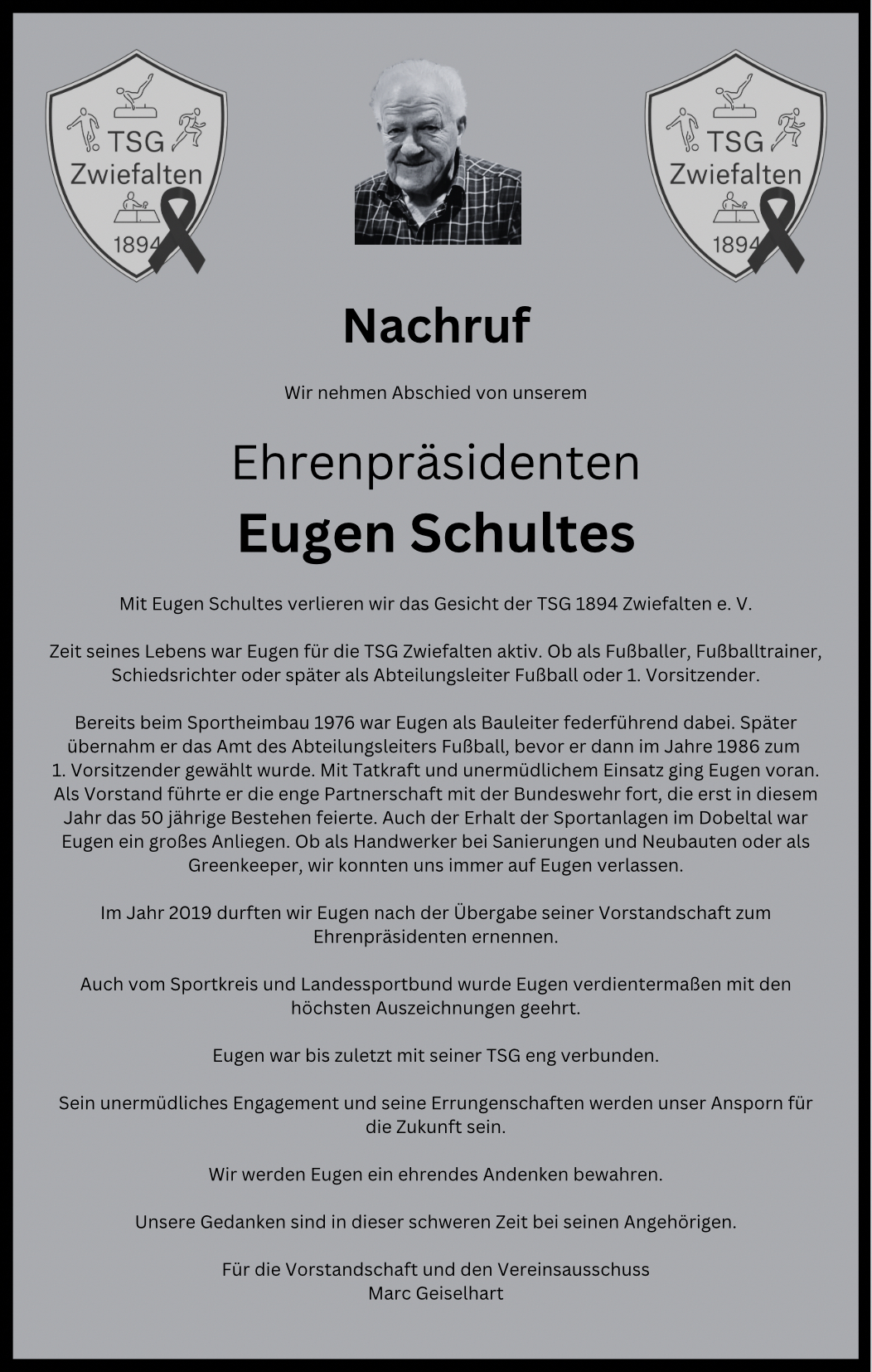 Nachruf Eugen Schultes