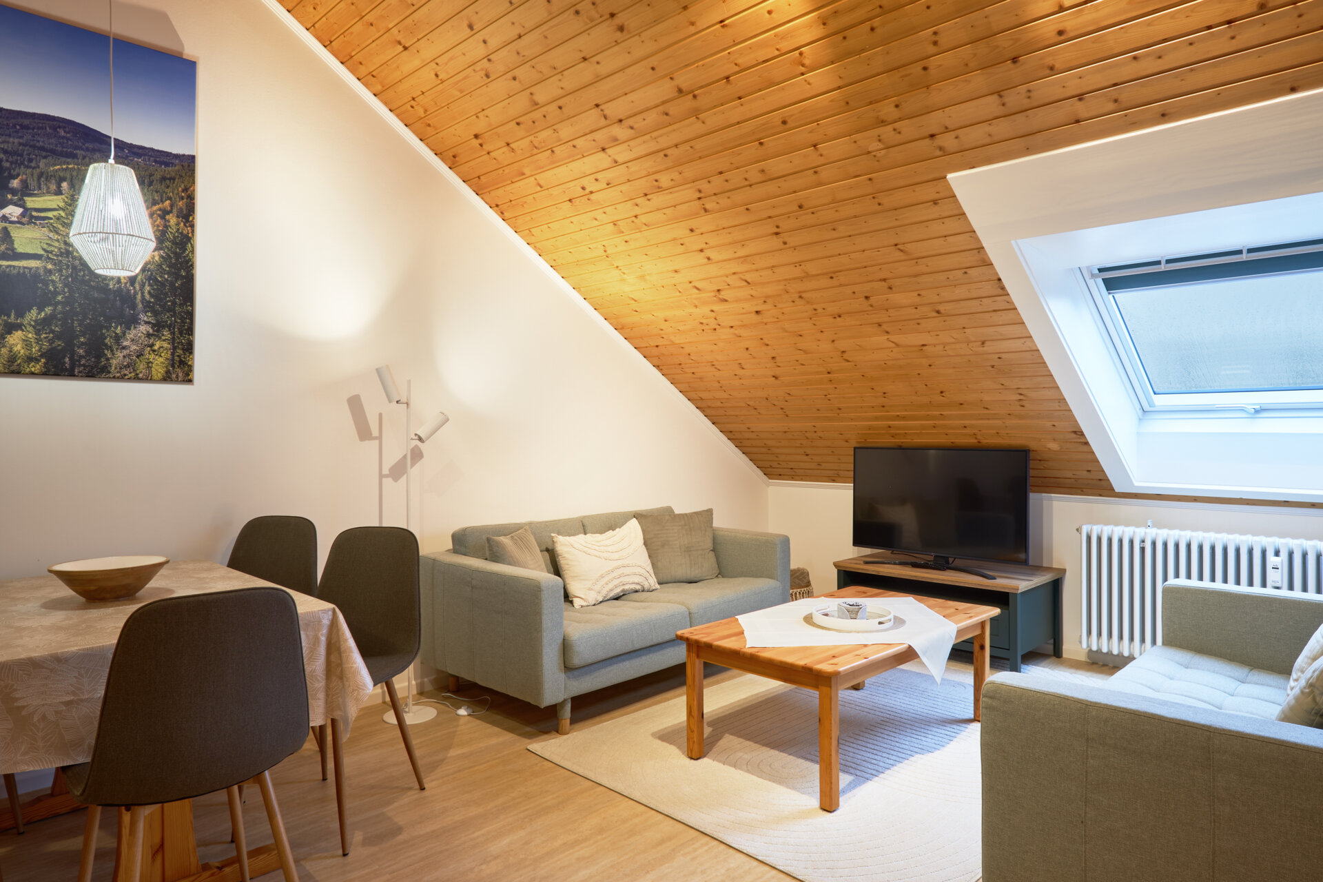 Wohnzimmer von der Seite mit Fernseher