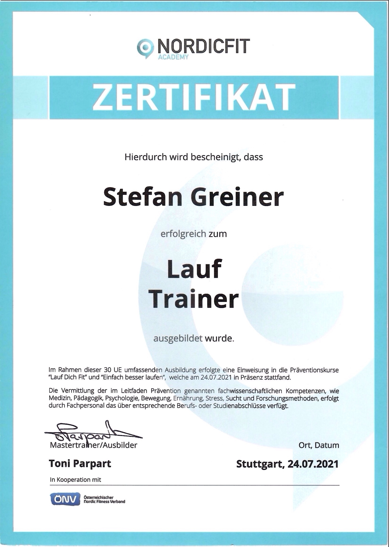 Zertifikat Greiner