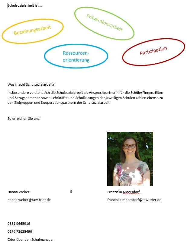Vorstellung Schulsozialarbeit