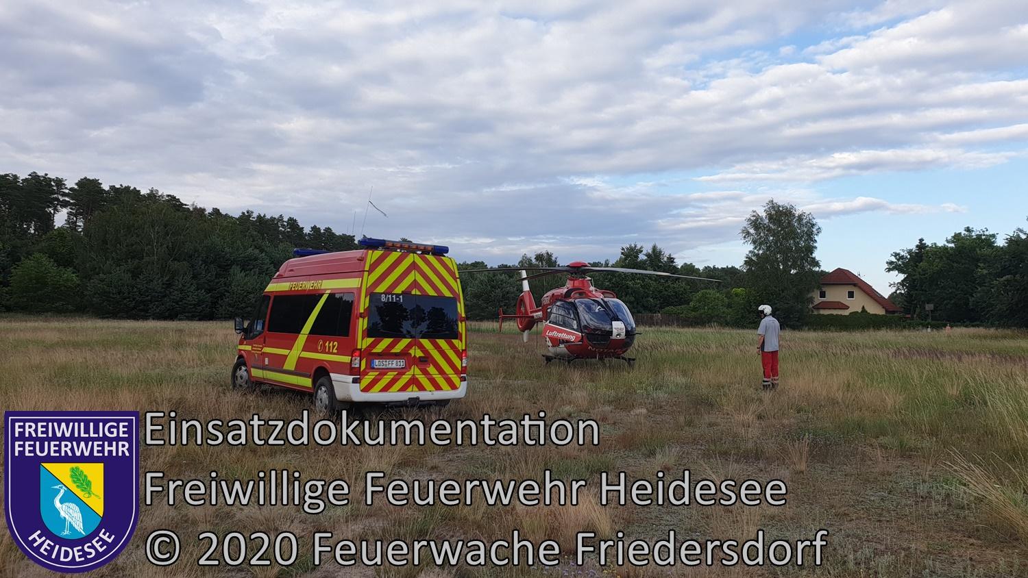 Einsatz 73/2020 | Unterstützung Rettungsdienst | Friedersdorf Straße Nr. 1 | 30.06.2020