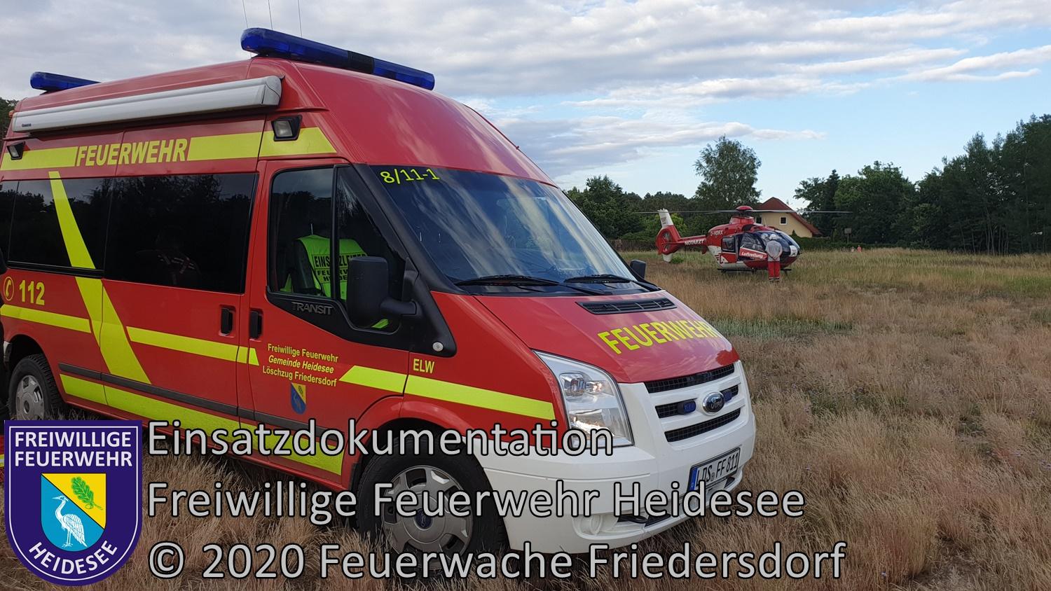 Einsatz 73/2020 | Unterstützung Rettungsdienst | Friedersdorf Straße Nr. 1 | 30.06.2020