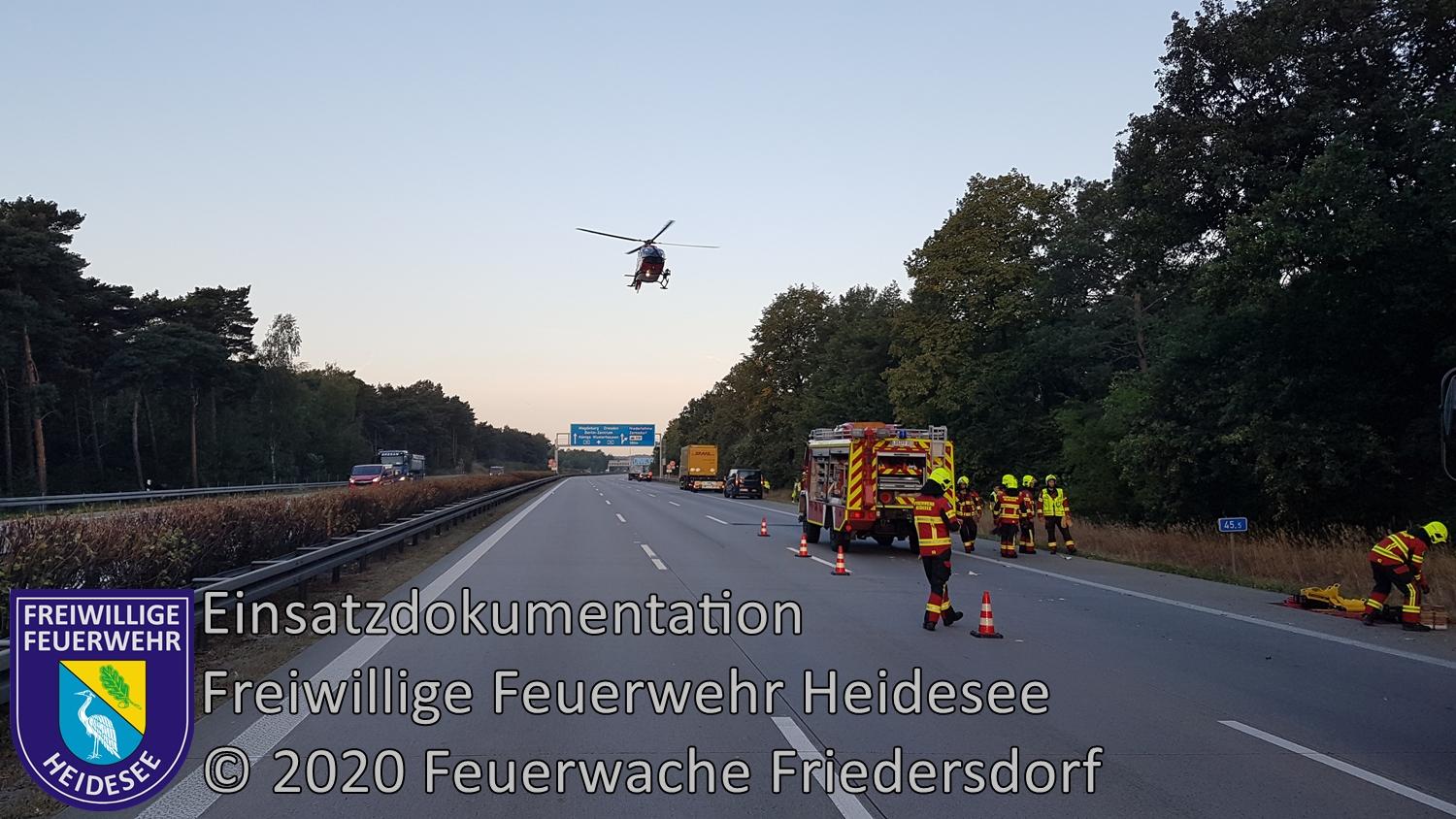 Einsatz 97/2020 | VU LKW gegen PKW | BAB 10 AD Spreeau - AS Niederlehme | 17.08.2020