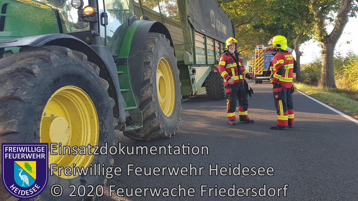Einsatz 125/2020 | VU Traktor - PKW | L 39 OV Blossin - Friedersdorf | 30.09.2020