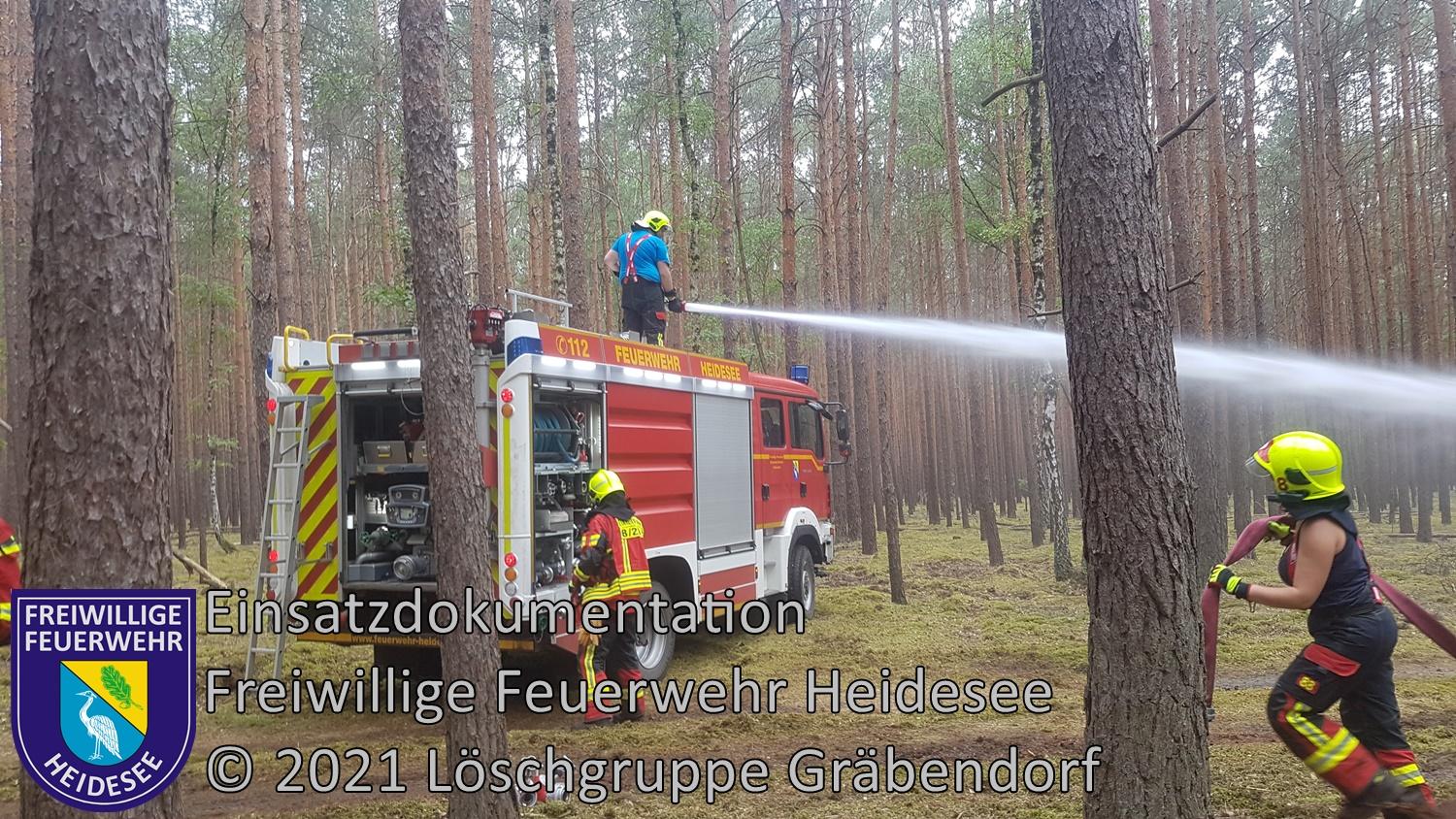 Einsatz 67/2021 | 500m² Waldbodenbrand | Prieros Alte Ziegelei Abt. 174 | 23.06.2021
