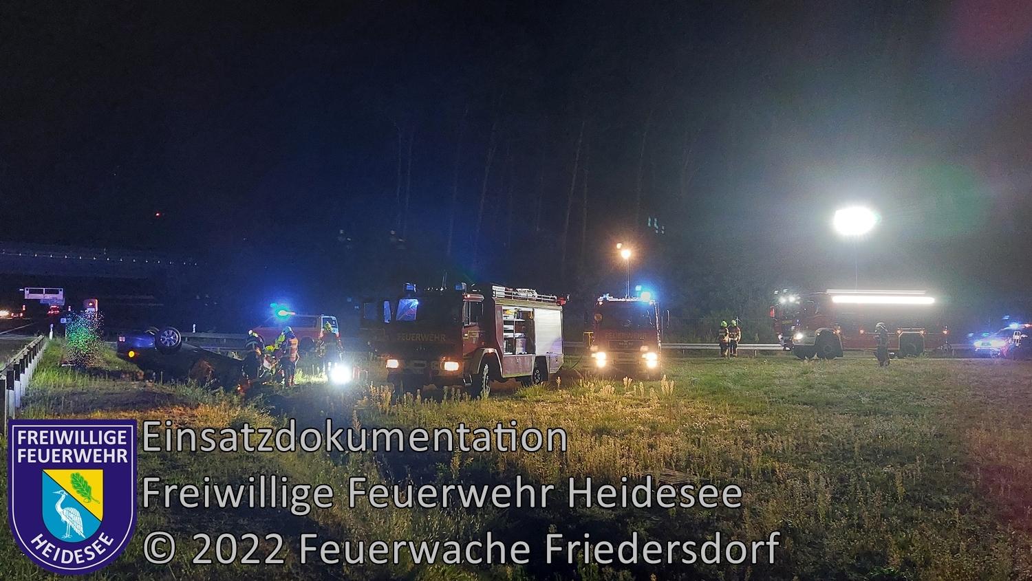 Einsatz 291/2022 | PKW überschlagen | BAB 12 AS Friedersdorf - AD Spreeau | 30.08.2022