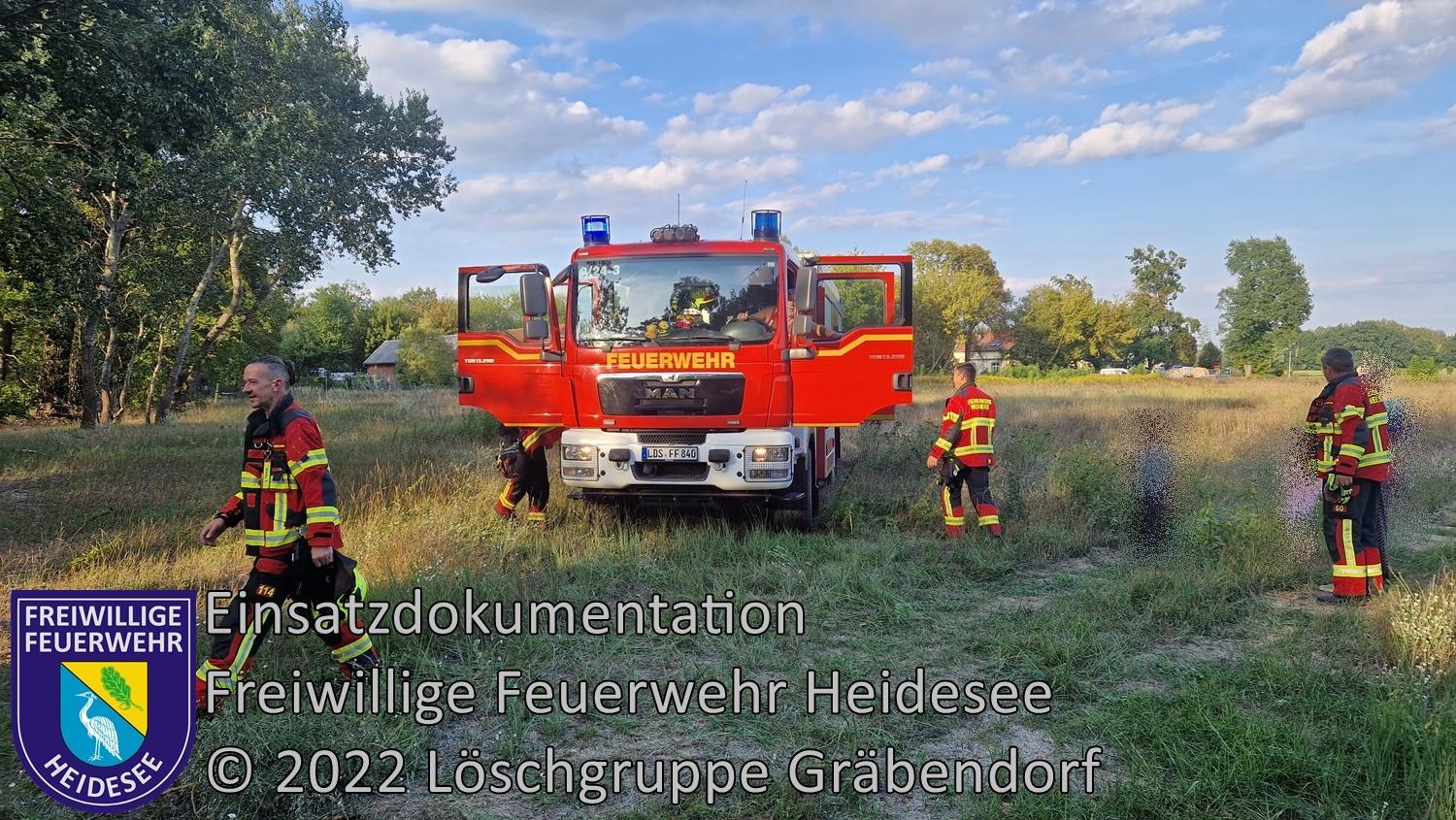 Einsatz 297/2022 | Brennender Baumstumpf | Bindow Grüne Trift | 05.09.2022