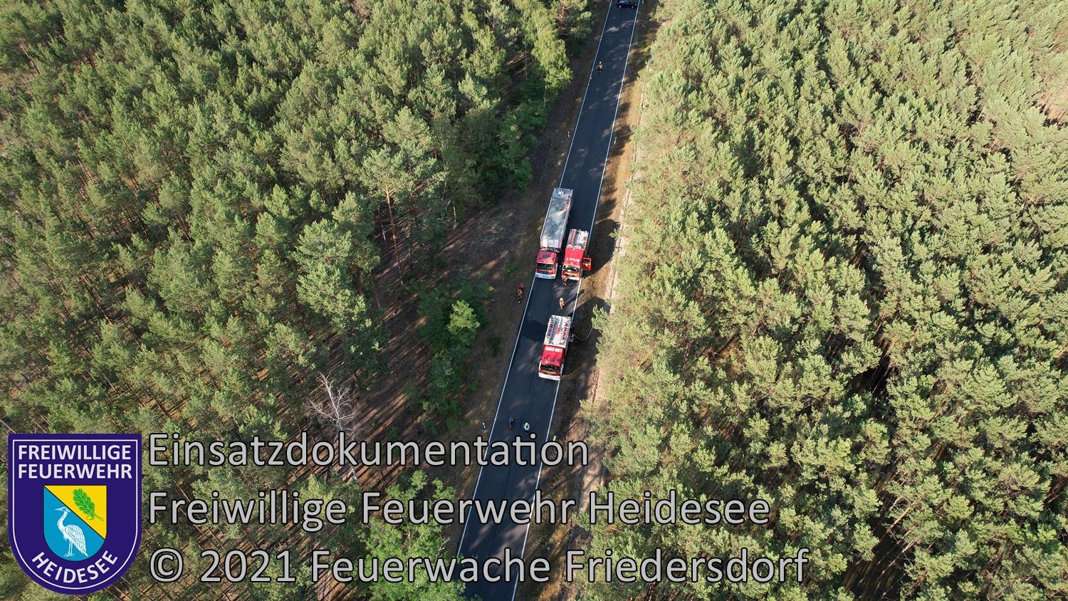 Einsatz 69/2021 | 5 Brandstellen ca. 400m² Waldbodenbrand | L39 OV Kolberg - Prieros | 26.06.2021