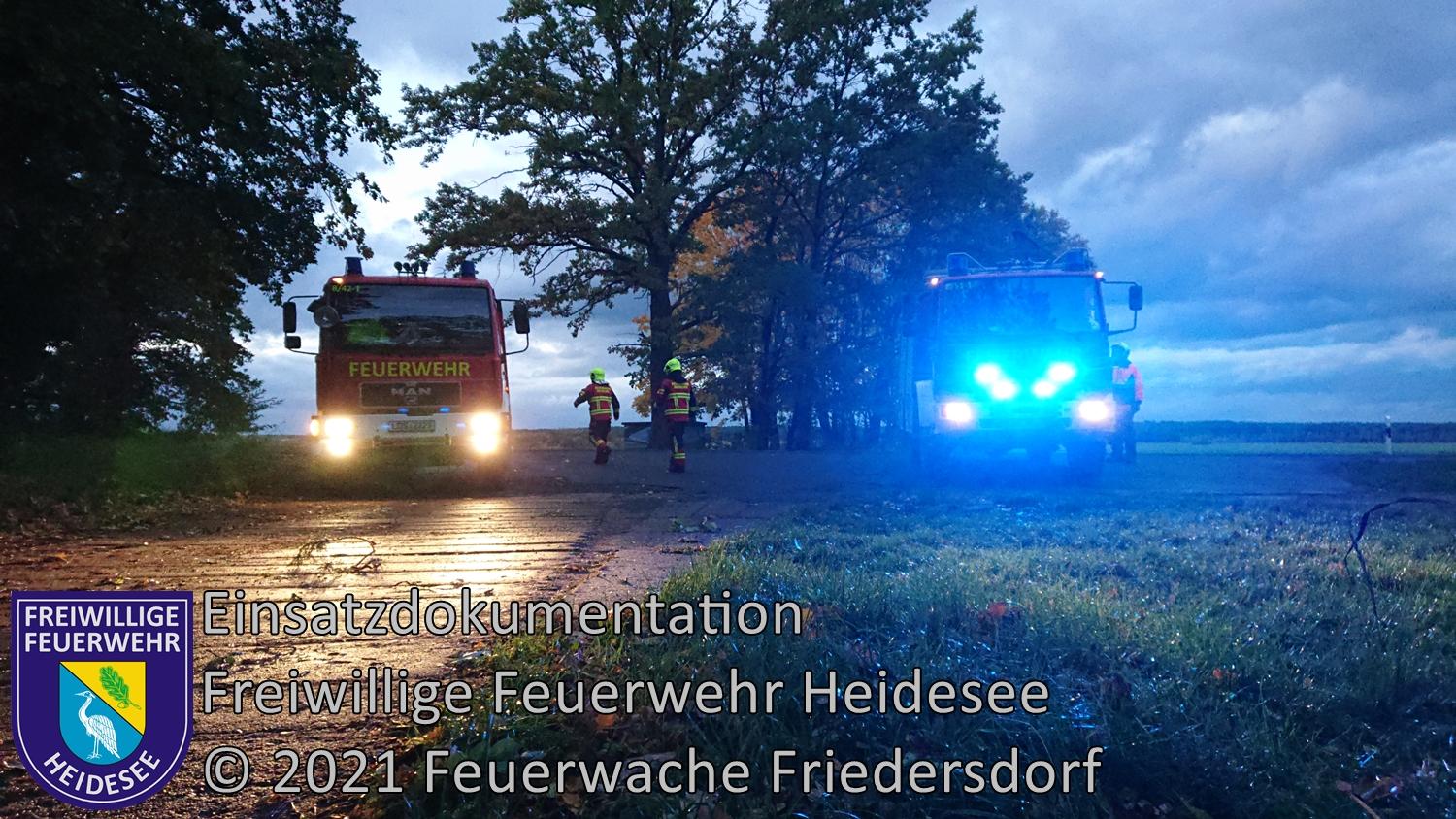 Einsatz 178/2021 | Baum droht auf Garage zu stürzen | Friedersdorf Wolziger Chaussee | 21.10.2021
