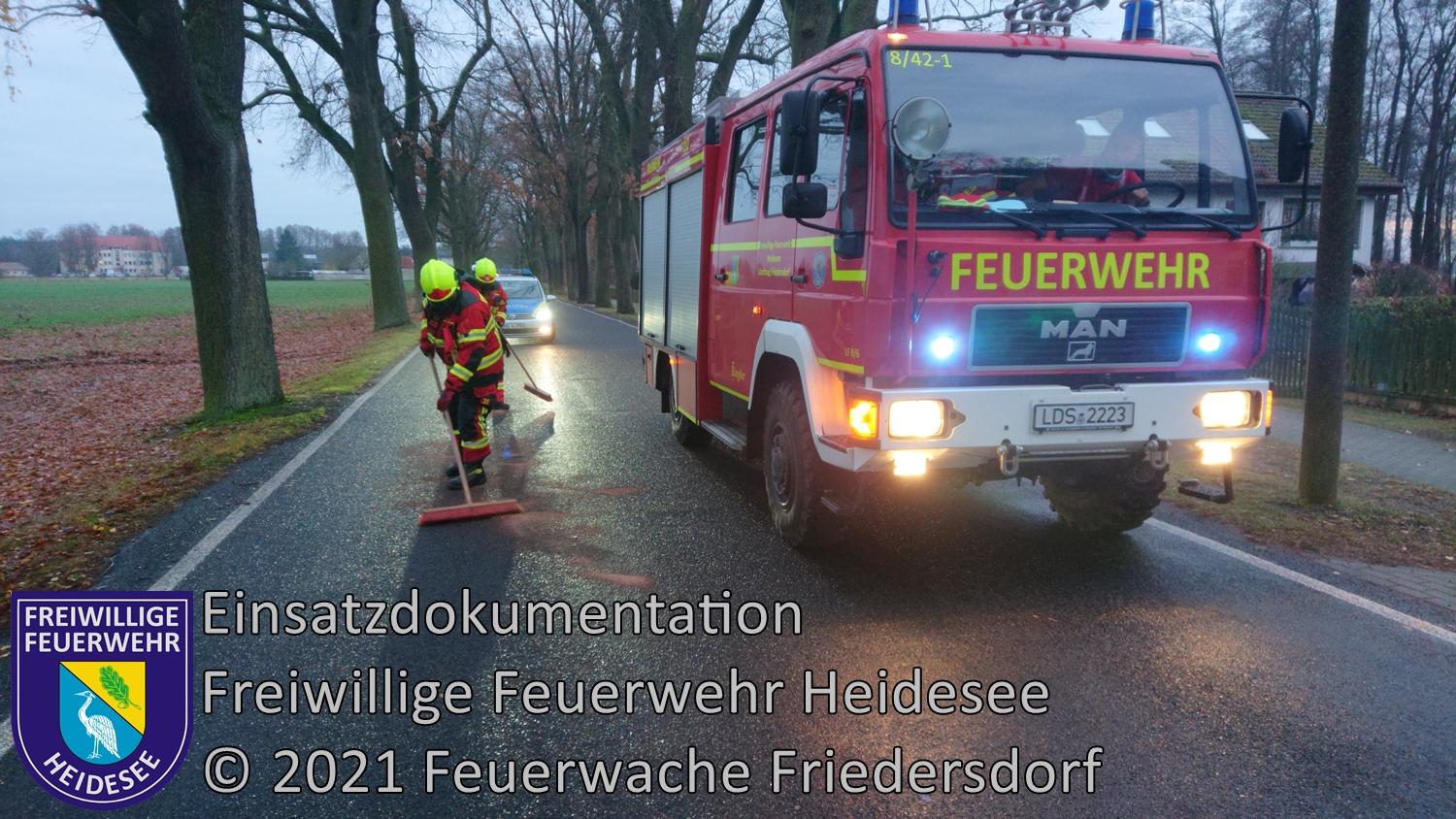 Einsatz 196/2021 | 2,5 km lange Dieselspur | Wolzig Klein Schauener Straße | 29.11.2021