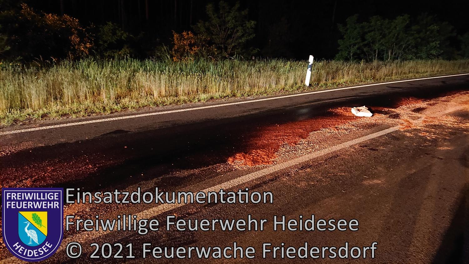 Einsatz 57/2021 | Ölverlust aus Schwerlaster | L39 AS Friedersdorf | 04.06.2021