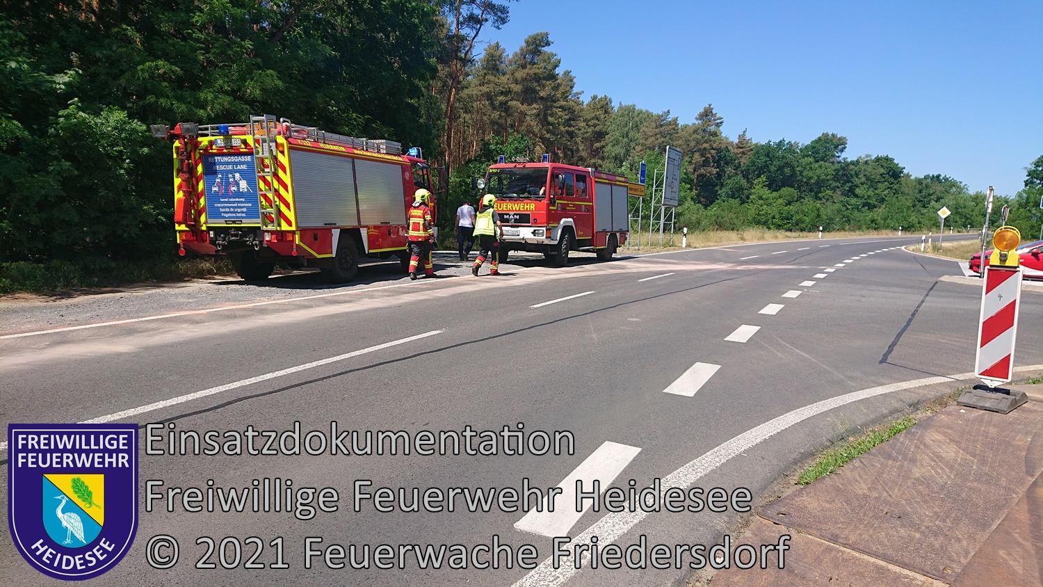 Einsatz 62/2021 | 3x 50m Dieselspur | Ortslage Friedersdorf | 14.06.2021