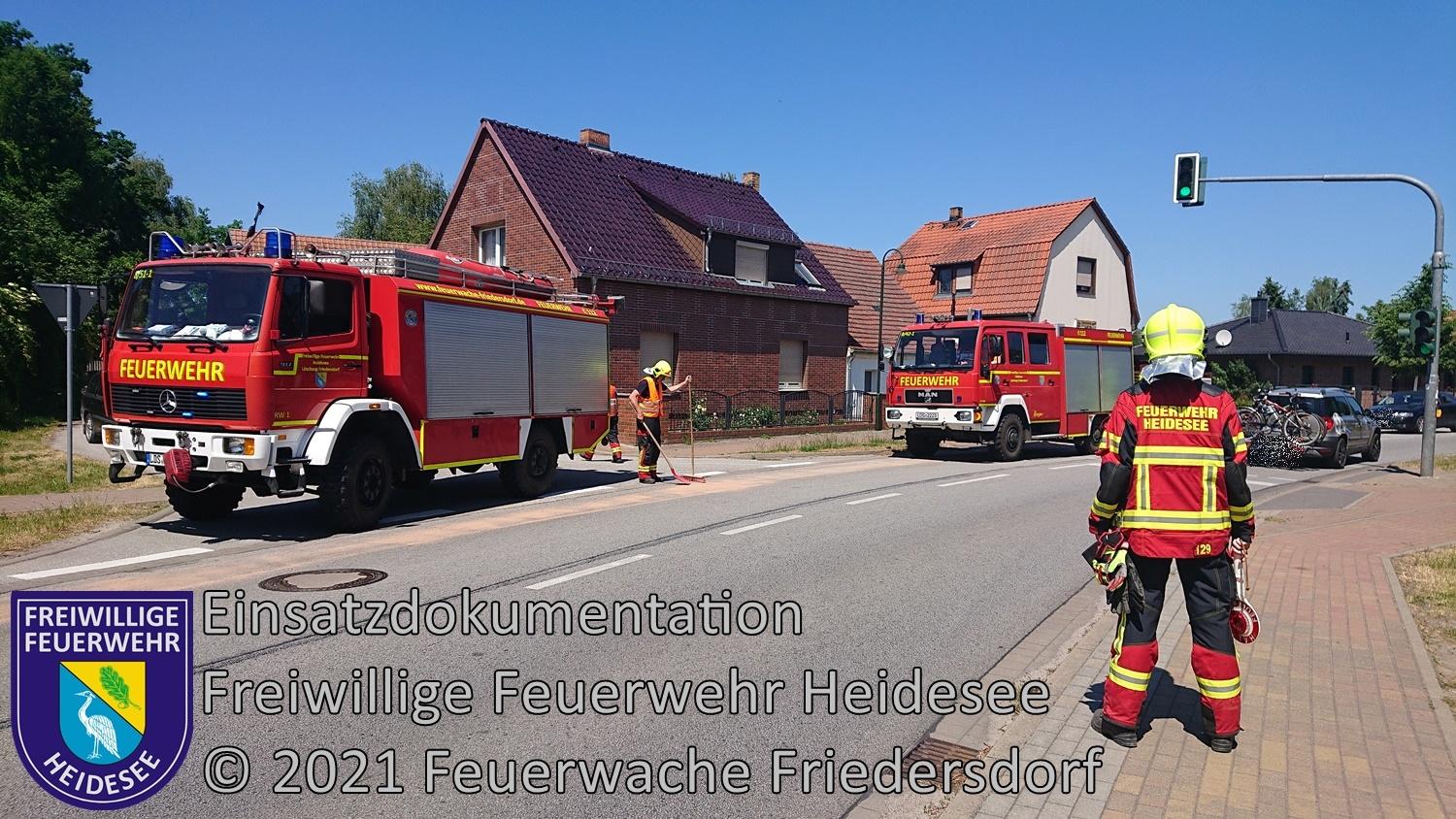 Einsatz 62/2021 | 3x 50m Dieselspur | Ortslage Friedersdorf | 14.06.2021