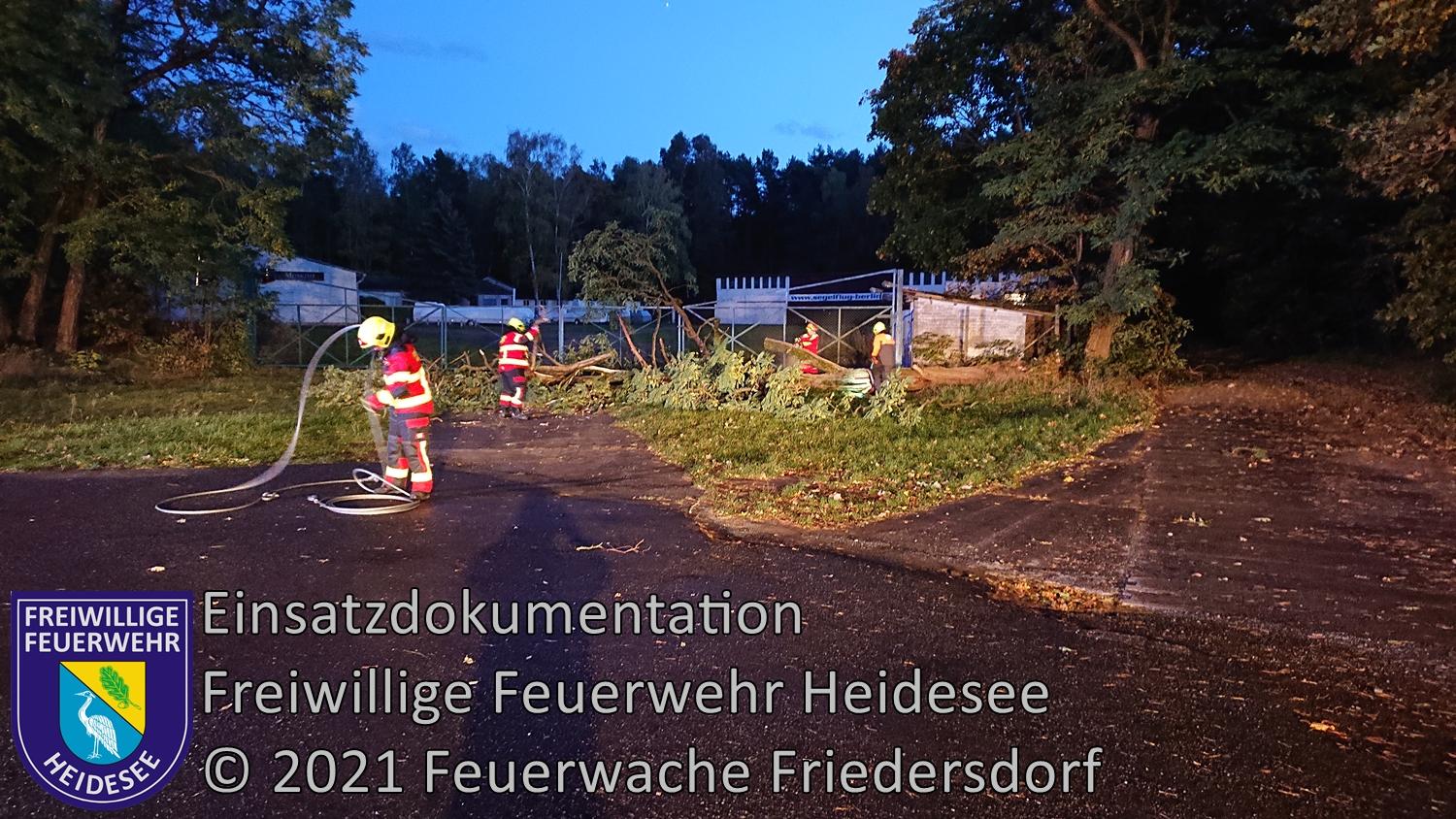 Einsatz 178/2021 | Baum droht auf Garage zu stürzen | Friedersdorf Wolziger Chaussee | 21.10.2021