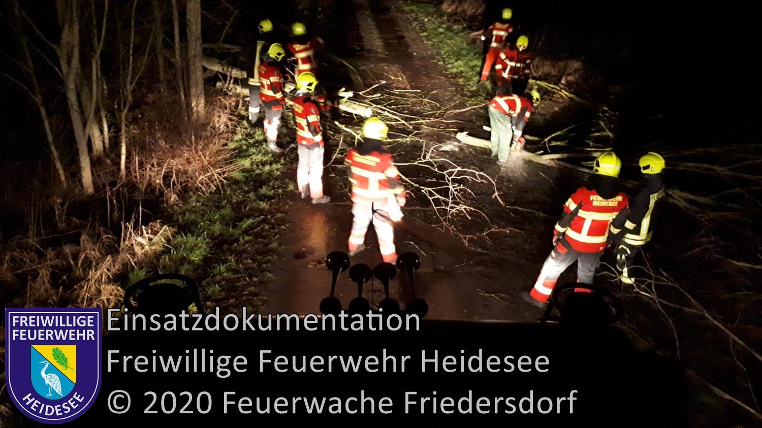Einsatz 13/2020 | Baum auf Straße | Friedersdorf Weg nach Dannenreich | 10.02.2020