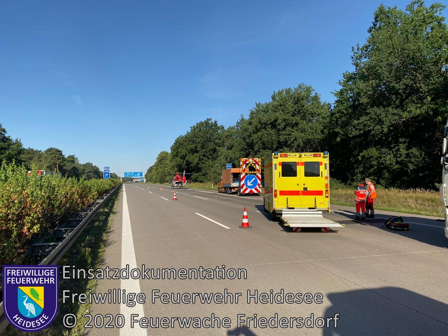 Einsatz 84/2020 | Transporter unter LKW | BAB 10 AD Spreeau - AS Niederlehme | 14.07.2020
