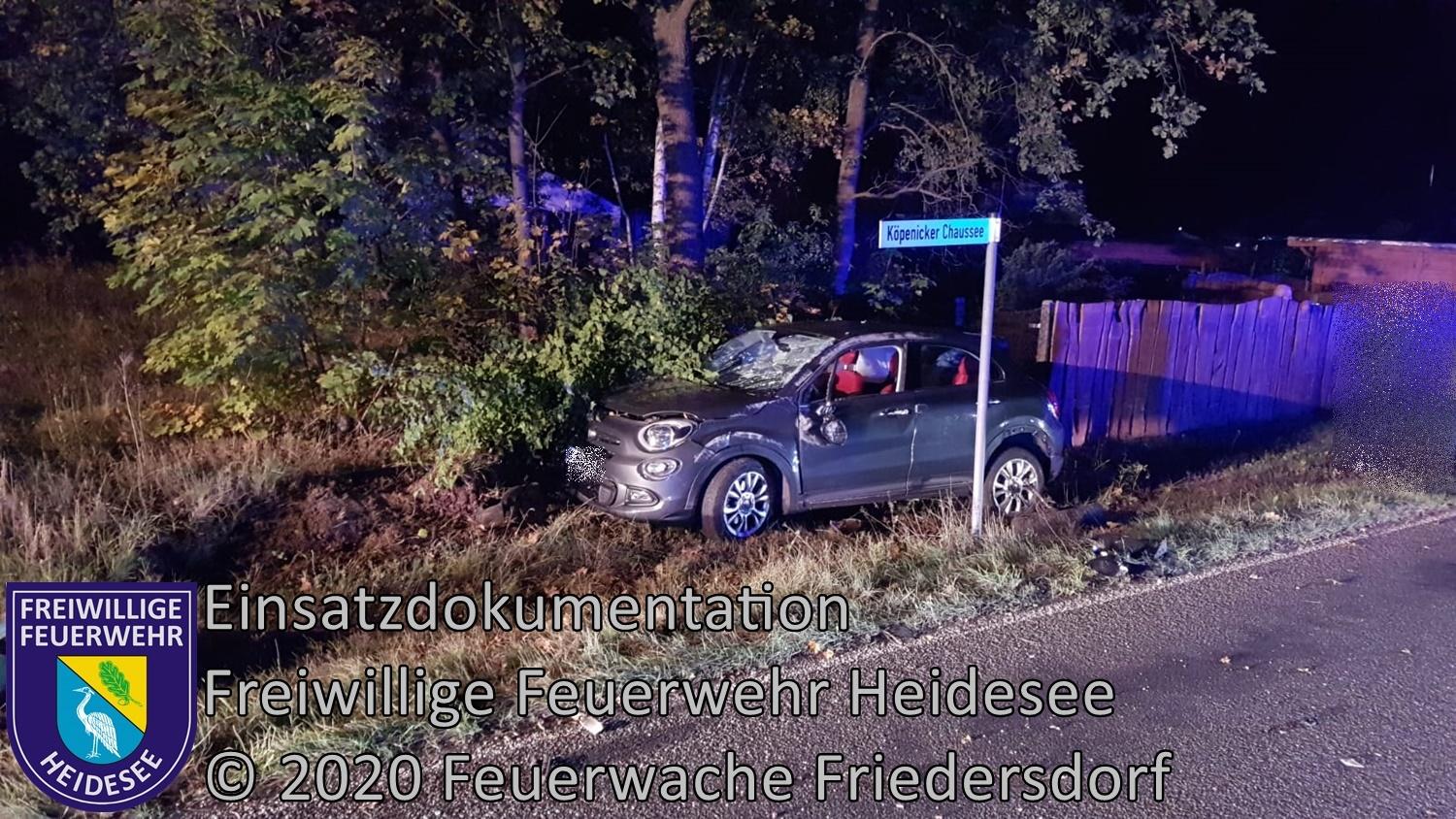 Einsatz 138/2020 | PKW gegen Baum | Dannenreich Wenzlower Straße | 18.10.20
