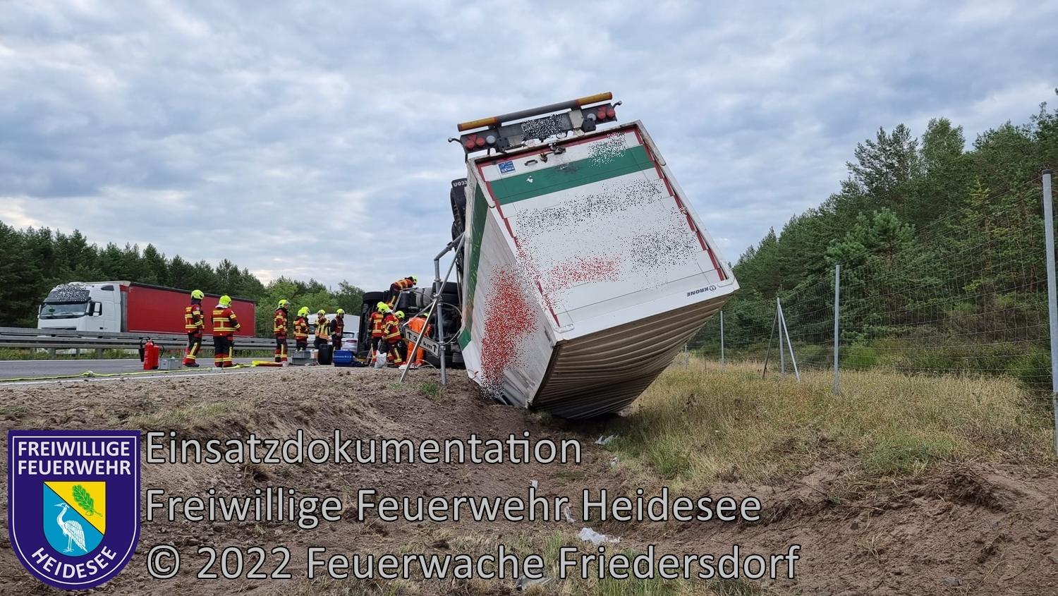 Einsatz 283/2022 | LKW überschlagen | BAB 12 AS Friedersdorf - AS Storkow | 09.08.2022