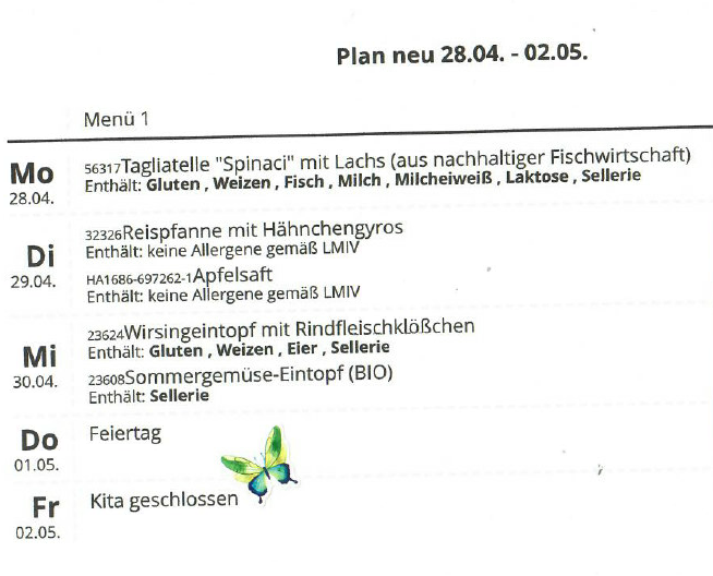Speiseplan 28.04 bis 02.05.2025 - Mittag