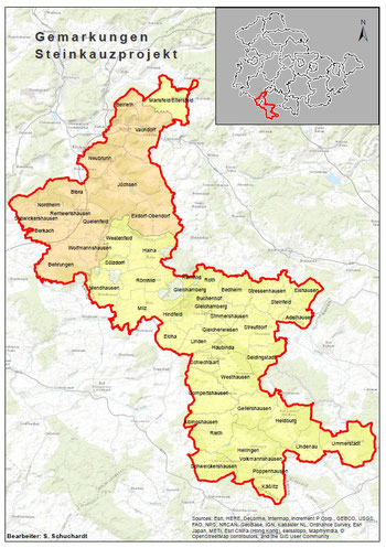 Gemarkungsübersicht Steinkauzprojekt