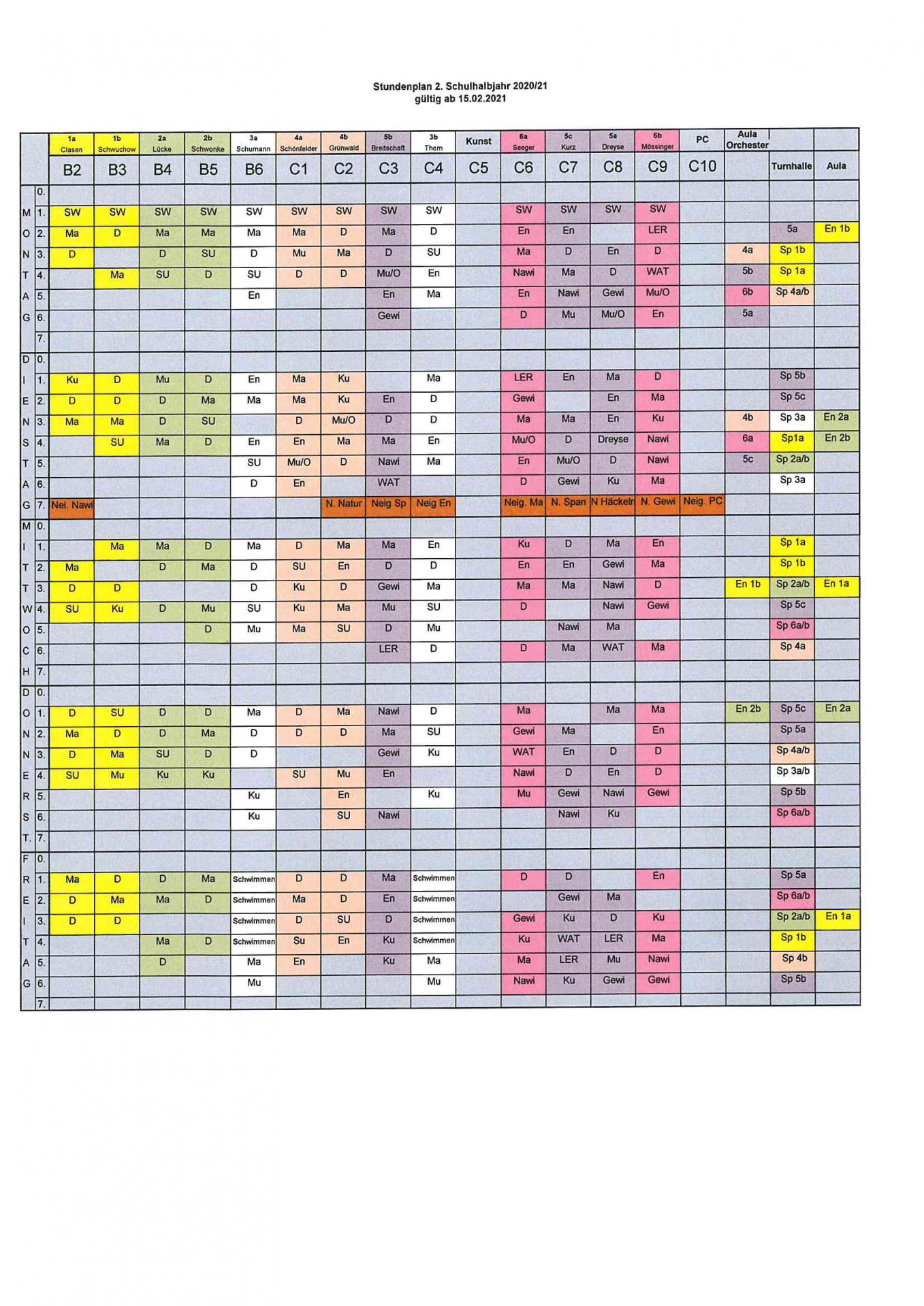 Stundenplan 2. Hj 2020/21 Stundenplan 2. Hj 2020/21