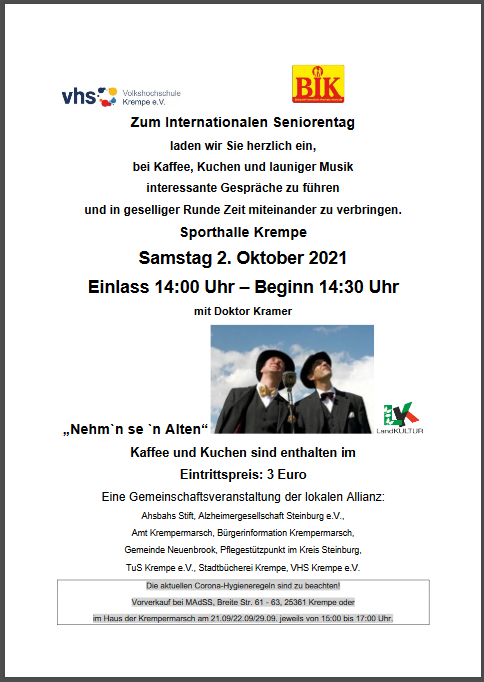 Internationaler Seniorentag 02102021 Internationaler Seniorentag 02102021