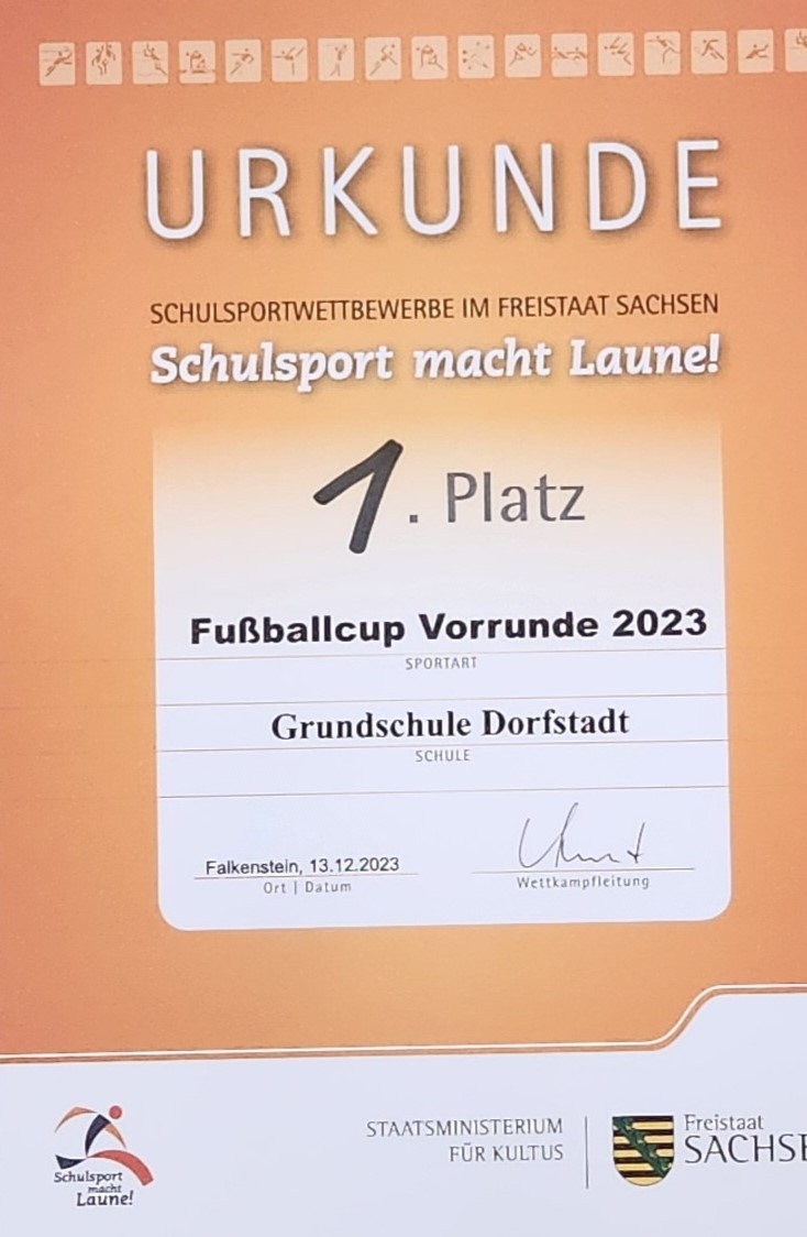 Fußballcup 2023-24 Urkunde