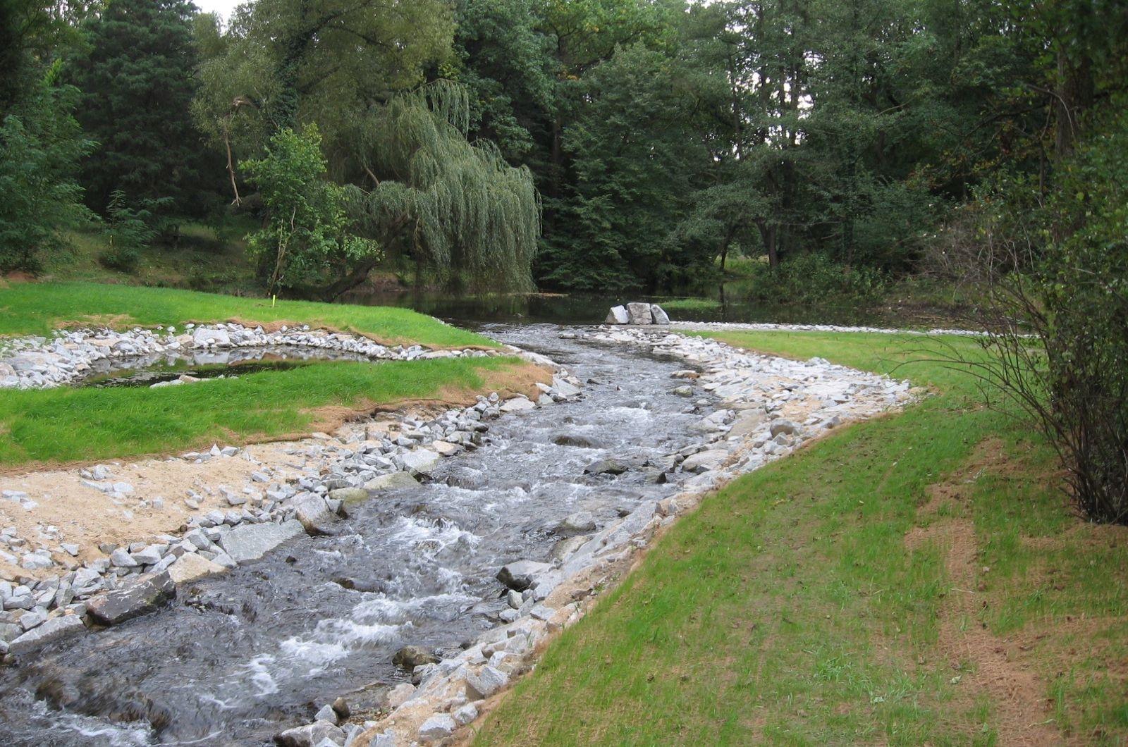 dismantled weir -Grünmetzmühle- in the river Pulsnitz near Königsbrück