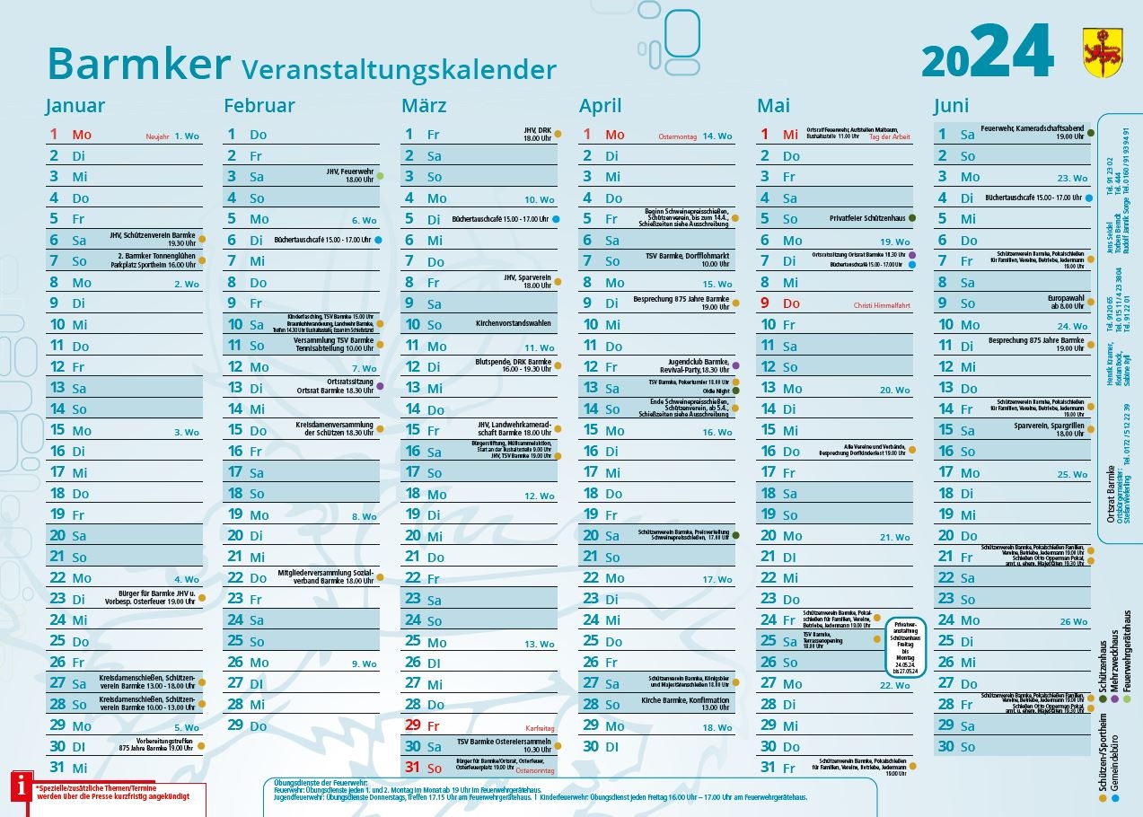 Barmker Terminkalender 2024-1