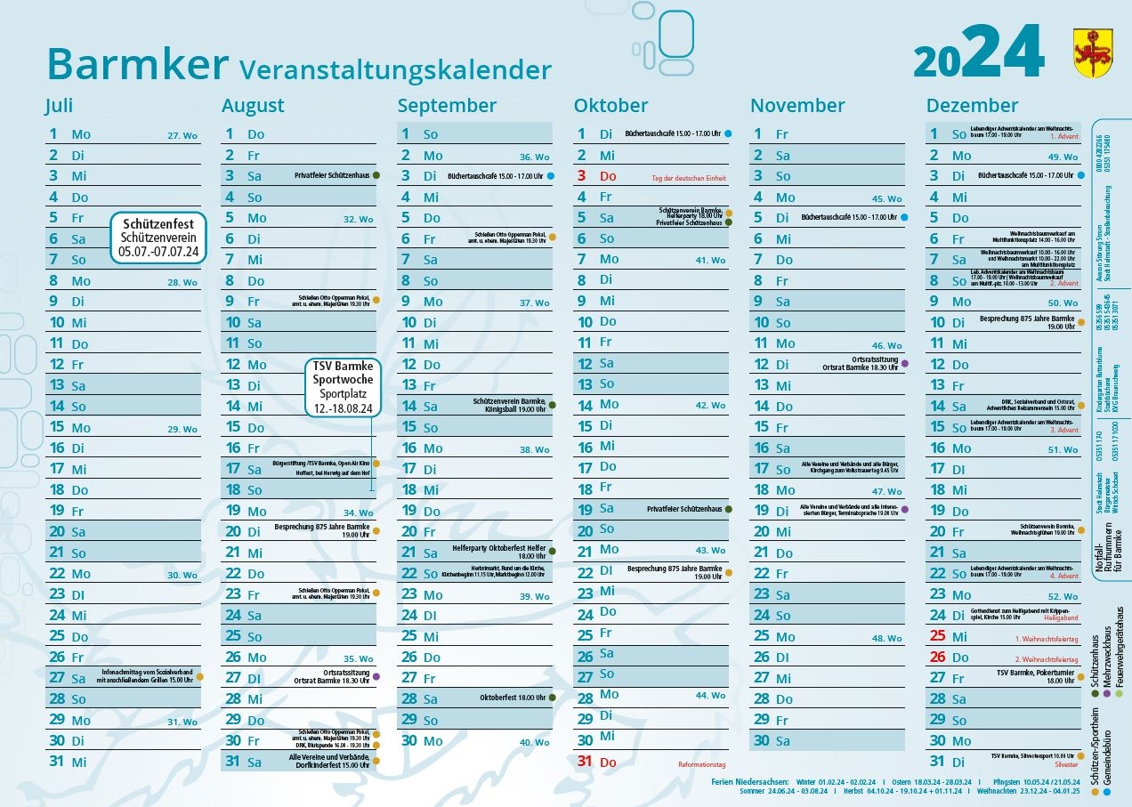 Barmker Terminkalender 2024-2