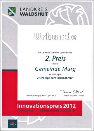 Urkunde Innovationspreis 2012