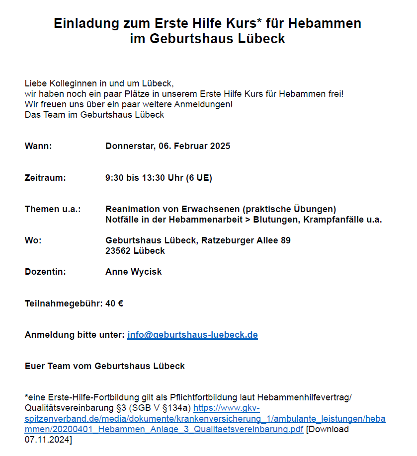 Erste Hilfe am 06.02.2025