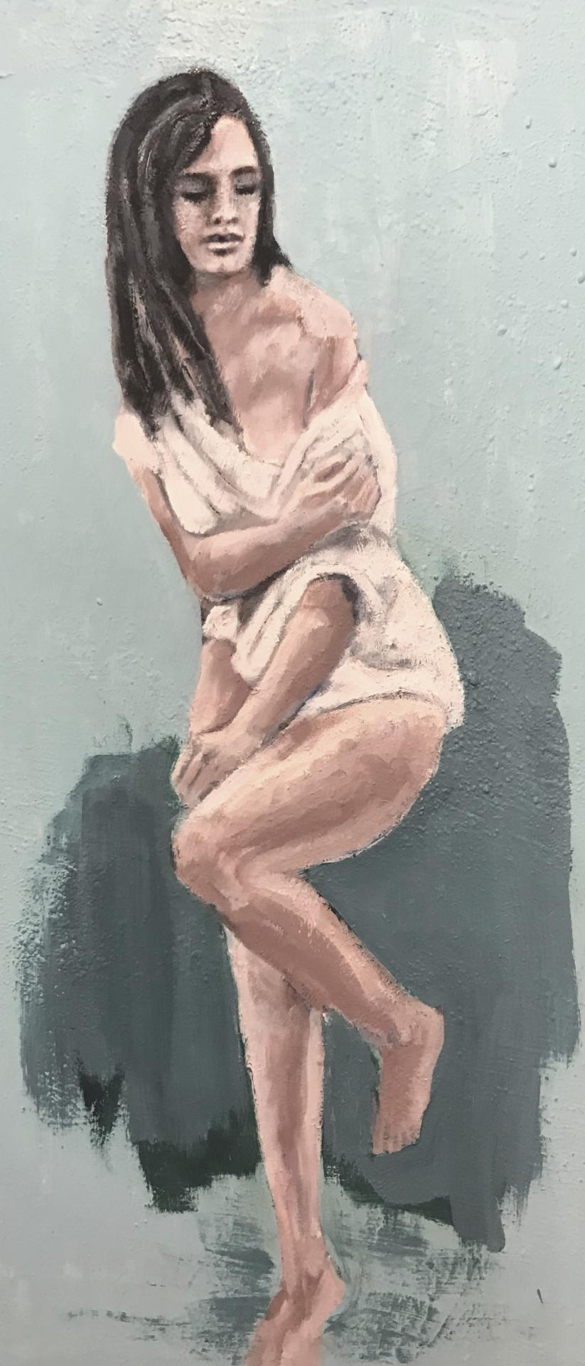 'shyness', Öl auf Leinwand, 80 cm h x 30 cm b x 3 cm t