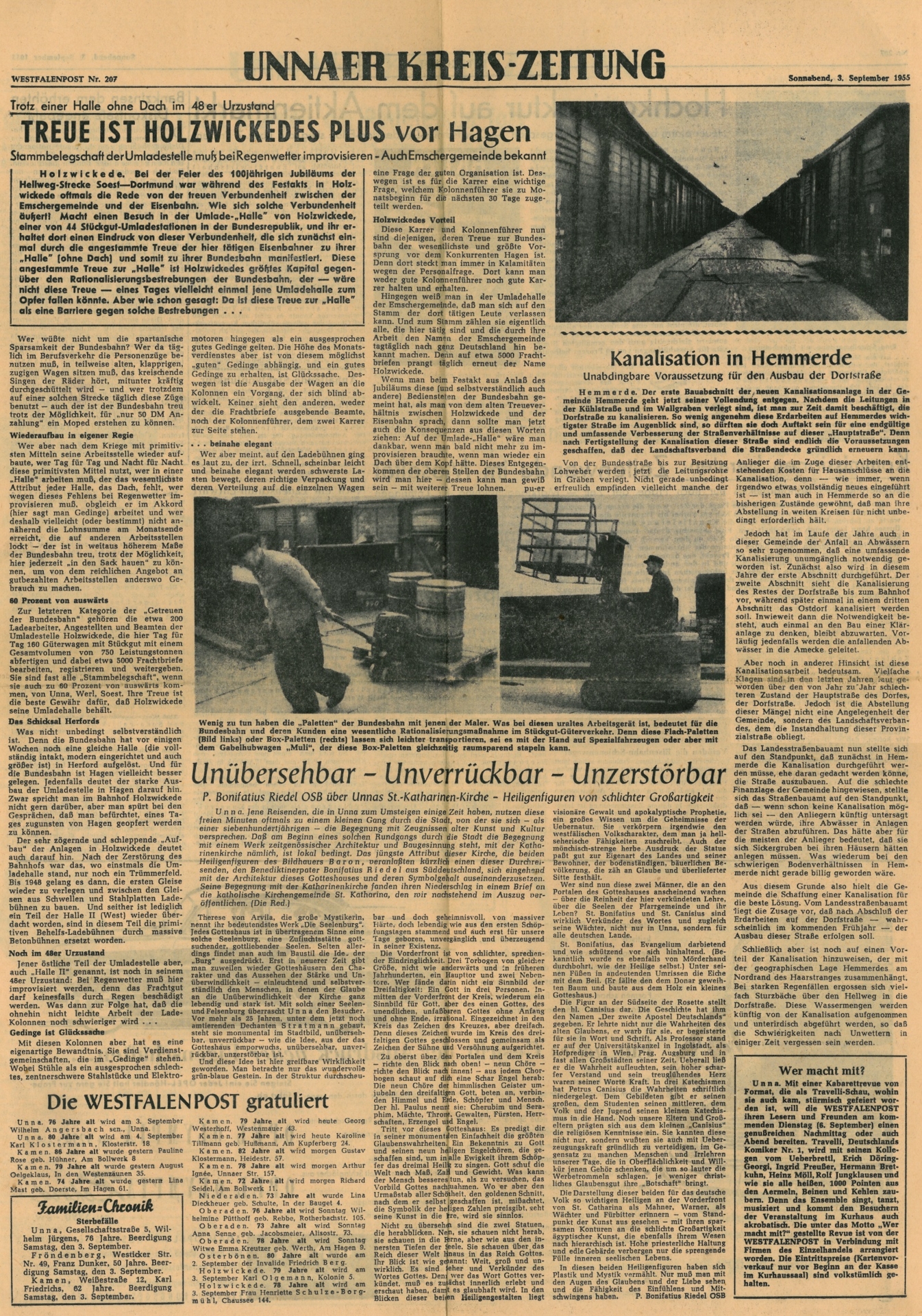 Bericht aus der Westfalenpost vom 02. September 1955